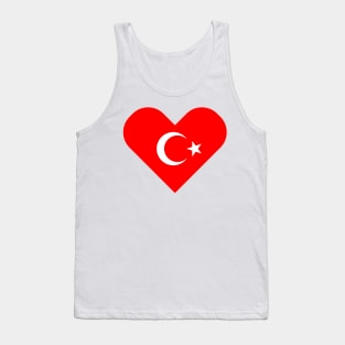 Turkey flag heart shape design sticker - Turkish flag heart with moon and star Tank Top